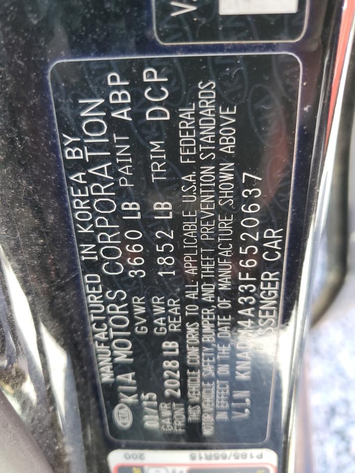 2015 KIA Rio VIN KNADM4A33F6520637 Copart auction photo, mechanical / minor dent/scratches damage thumbnail 12