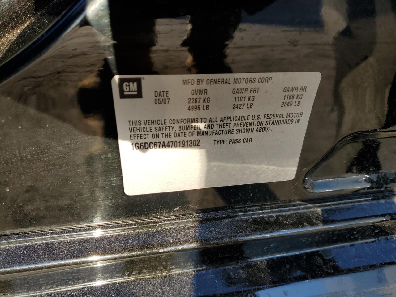 2007 Cadillac STS VIN 1G6DC67A470191302 Copart auction photo, front end damage thumbnail 13