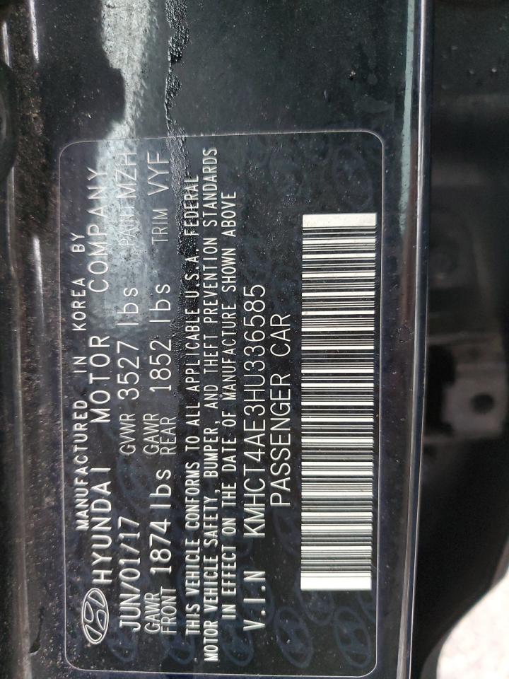2017 Hyundai Accent VIN KMHCT4AE3HU336585 Copart auction photo, rear end / front end damage thumbnail 12