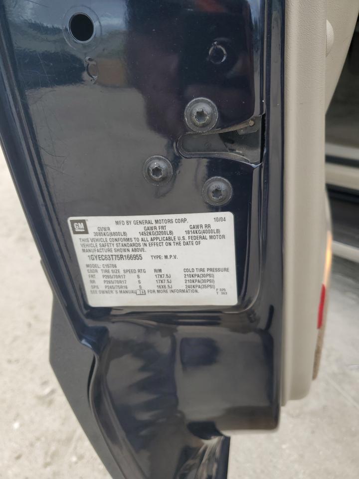 2005 Cadillac Escalade VIN 1GYEC63T75R166955 Copart auction photo, front end / side damage thumbnail 13