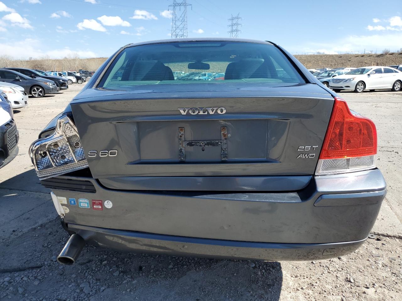 2007 Volvo S60 VIN YV1RH592372627124 Copart auction photo, rear end / hail damage thumbnail 6