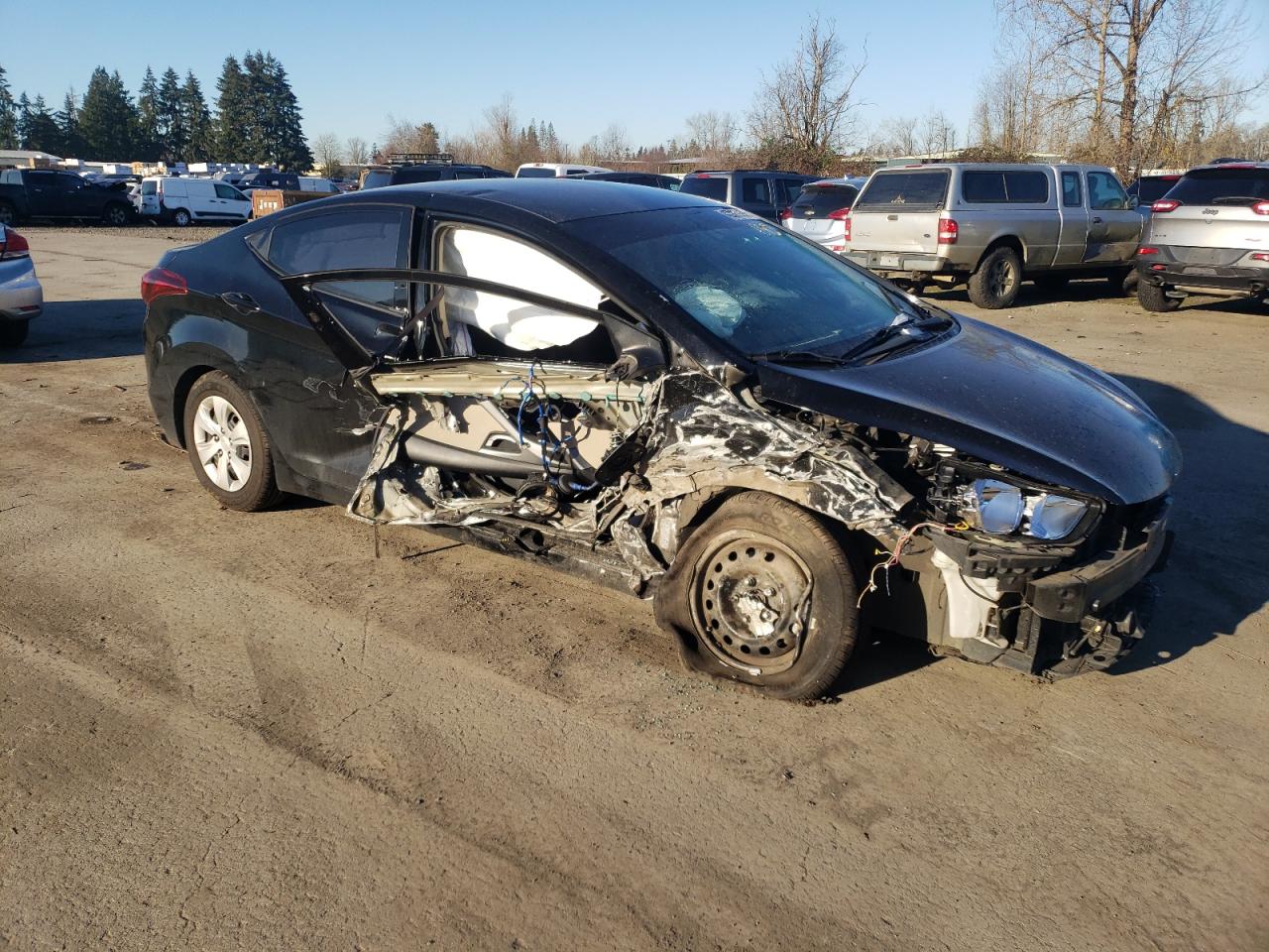 2016 Hyundai Elantra VIN KMHDH4AE9GU541624 Copart auction photo, side / undercarriage damage thumbnail 4