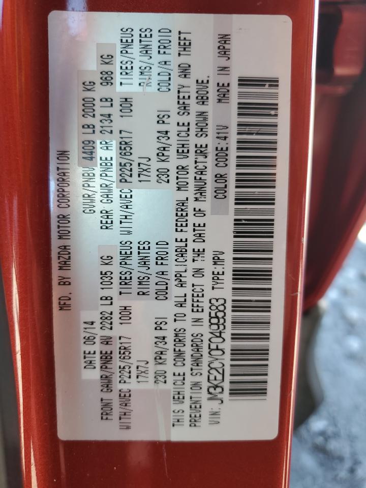 2015 Mazda CX-5 VIN JM3KE2CY0F0499583 Copart auction photo, front end / side damage thumbnail 13
