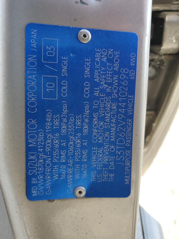 2004 Suzuki Grand Vitara VIN JS3TD62V944102698 Copart auction photo, mechanical damage thumbnail 13