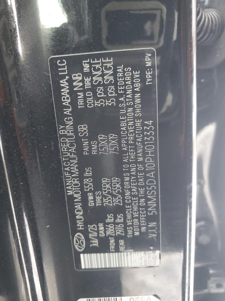 2023 Hyundai Santa Fe VIN 5NMS5DA10PH013334 Copart auction photo, front end damage thumbnail 13