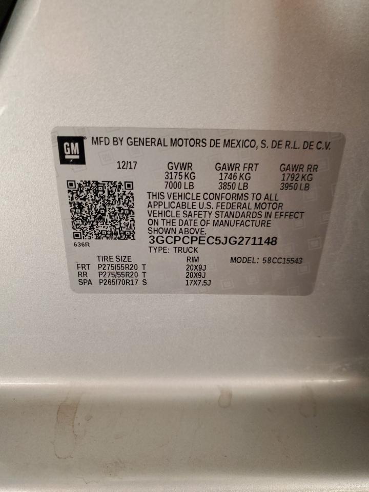 2018 Chevrolet Silverado VIN 3GCPCPEC5JG271148 Copart auction photo, front end / mechanical damage thumbnail 14