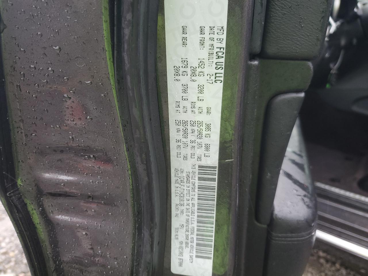 2017 Jeep Grand Cherokee VIN 1C4RJFJT1HC818136 Copart auction photo, rear end damage thumbnail 13