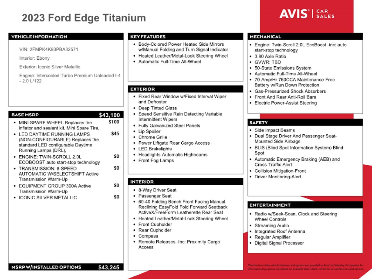 2023 Ford Edge VIN 2FMPK4K93PBA32571 Copart auction photo, rear end damage thumbnail 13