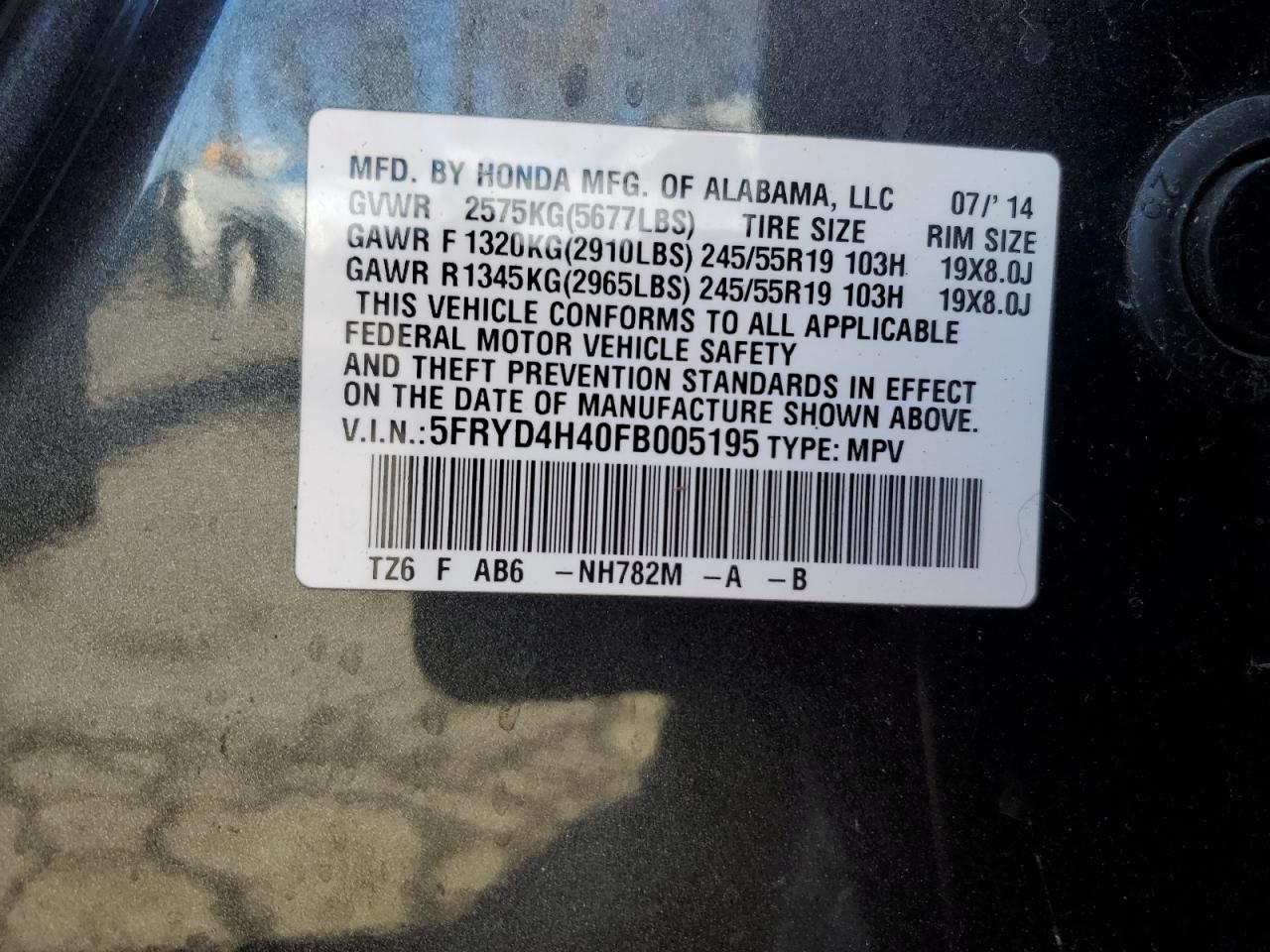 2015 Acura MDX VIN 5FRYD4H40FB005195 Copart auction photo, front end / minor dent/scratches damage thumbnail 13
