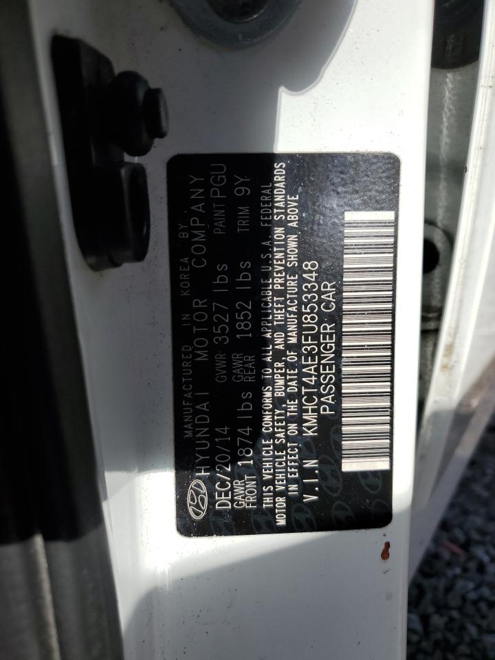 2015 Hyundai Accent VIN KMHCT4AE3FU853348 Copart auction photo, side / rear end damage thumbnail 12