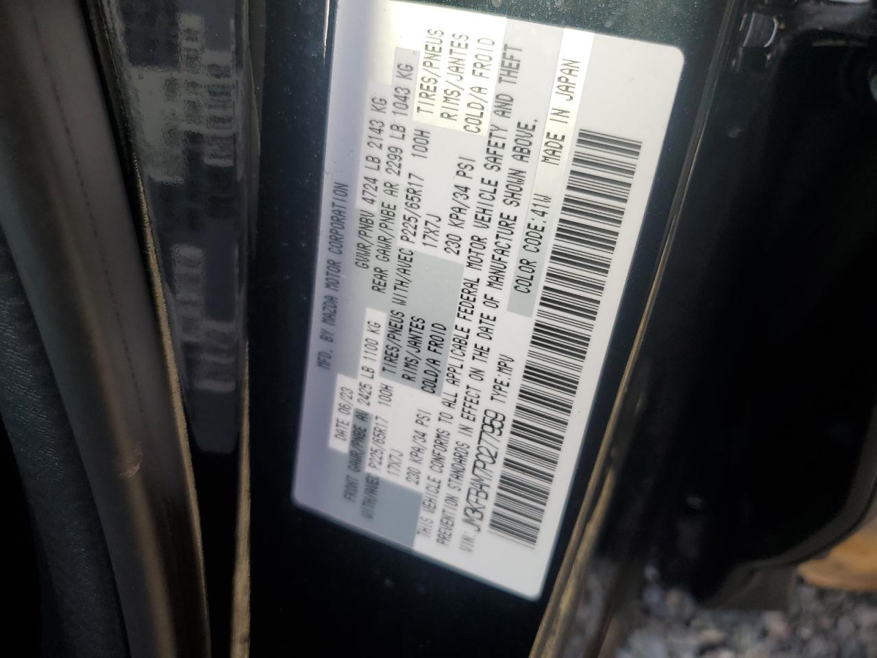 2023 Mazda CX-5 VIN JM3KFBAM7P0277959 Copart auction photo, water/flood damage thumbnail 14