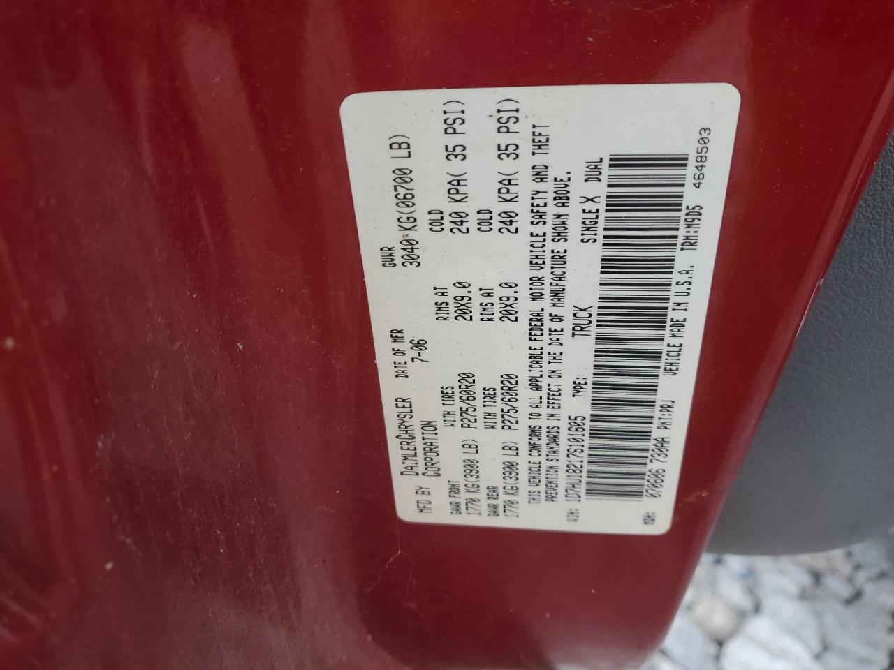 2007 Dodge RAM VIN 1D7HU18217S101605 Copart auction photo, undercarriage / mechanical damage thumbnail 12