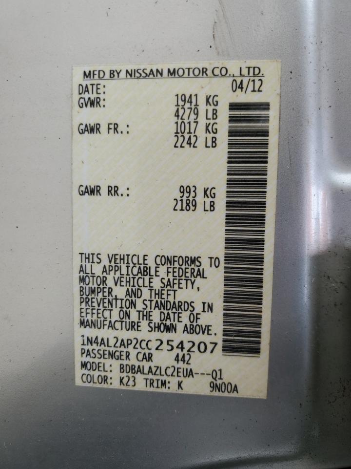 2012 Nissan Altima VIN 1N4AL2AP2CC254207 Copart auction photo, all over / frame damage damage thumbnail 13