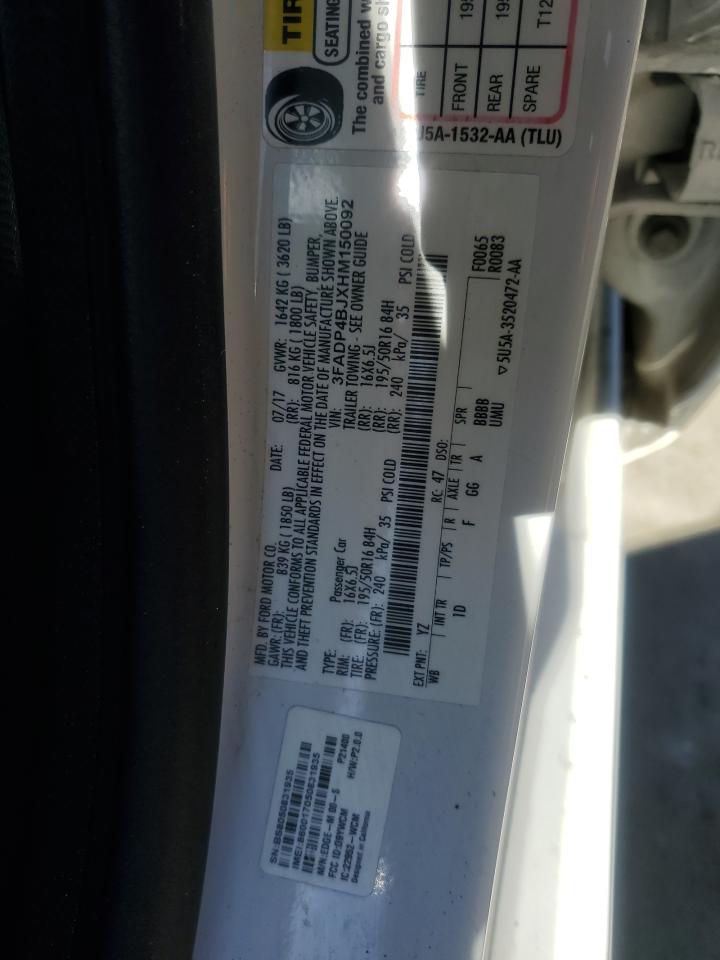 2017 Ford Fiesta VIN 3FADP4BJXHM150092 Copart auction photo, front end damage thumbnail 15
