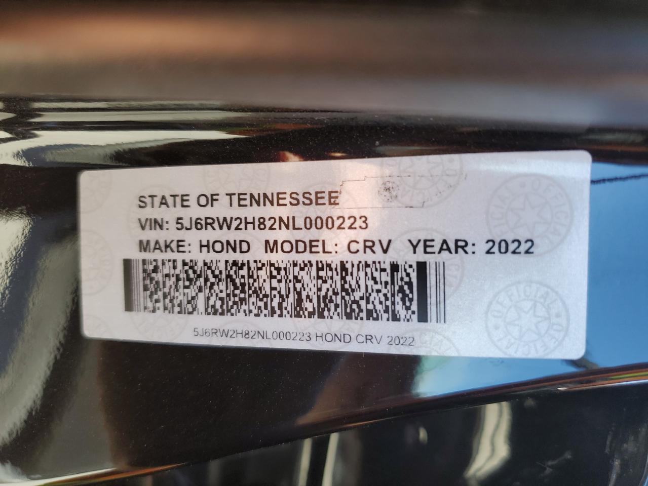2022 Honda CR-V VIN 5J6RW2H82NL000223 Copart auction photo, minor dent/scratches damage thumbnail 13