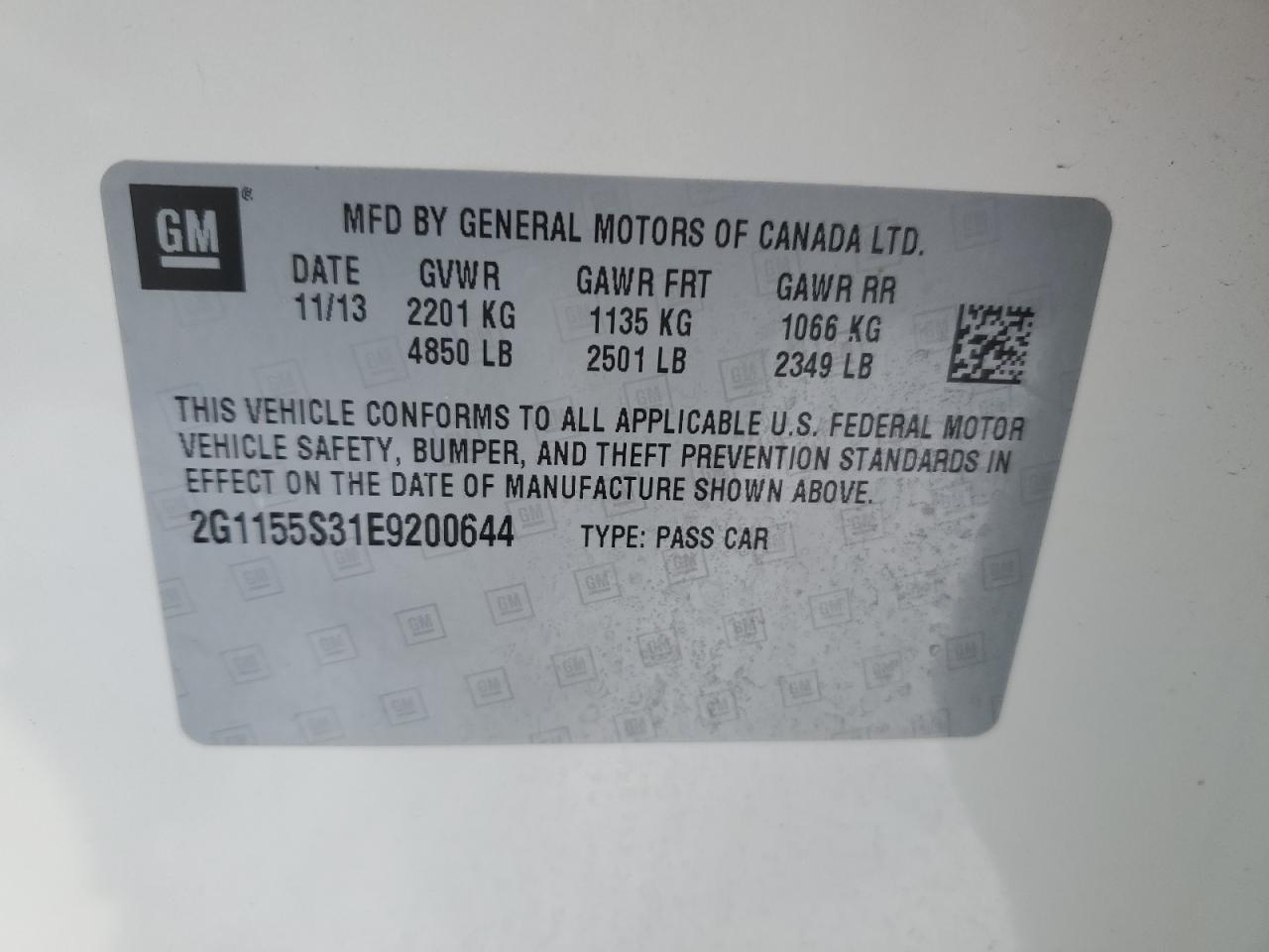 2014 Chevrolet Impala VIN 2G1155S31E9200644 Copart auction photo, side damage thumbnail 12