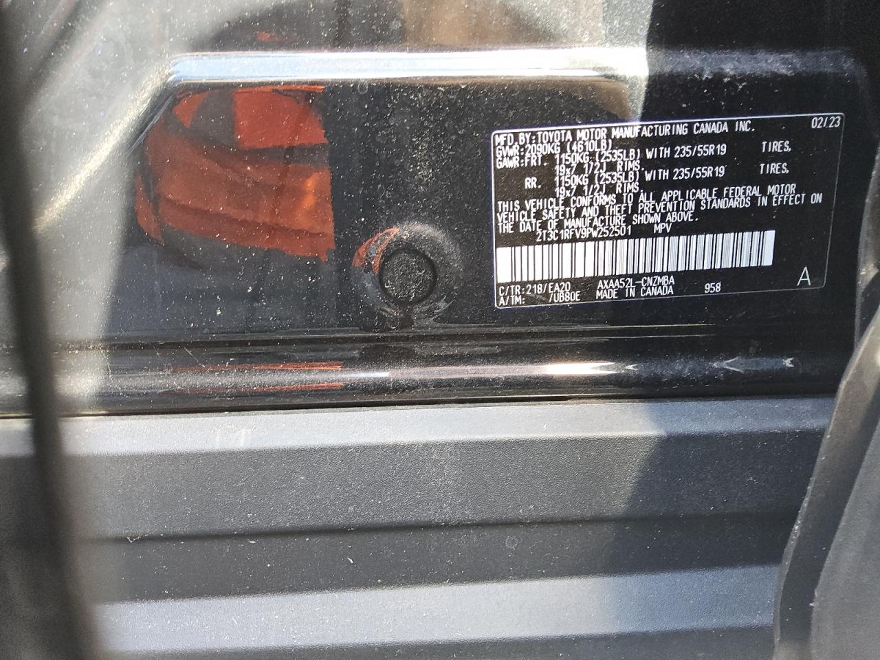 2023 Toyota RAV 4 VIN 2T3C1RFV9PW252501 Copart auction photo, front end / undercarriage damage thumbnail 13