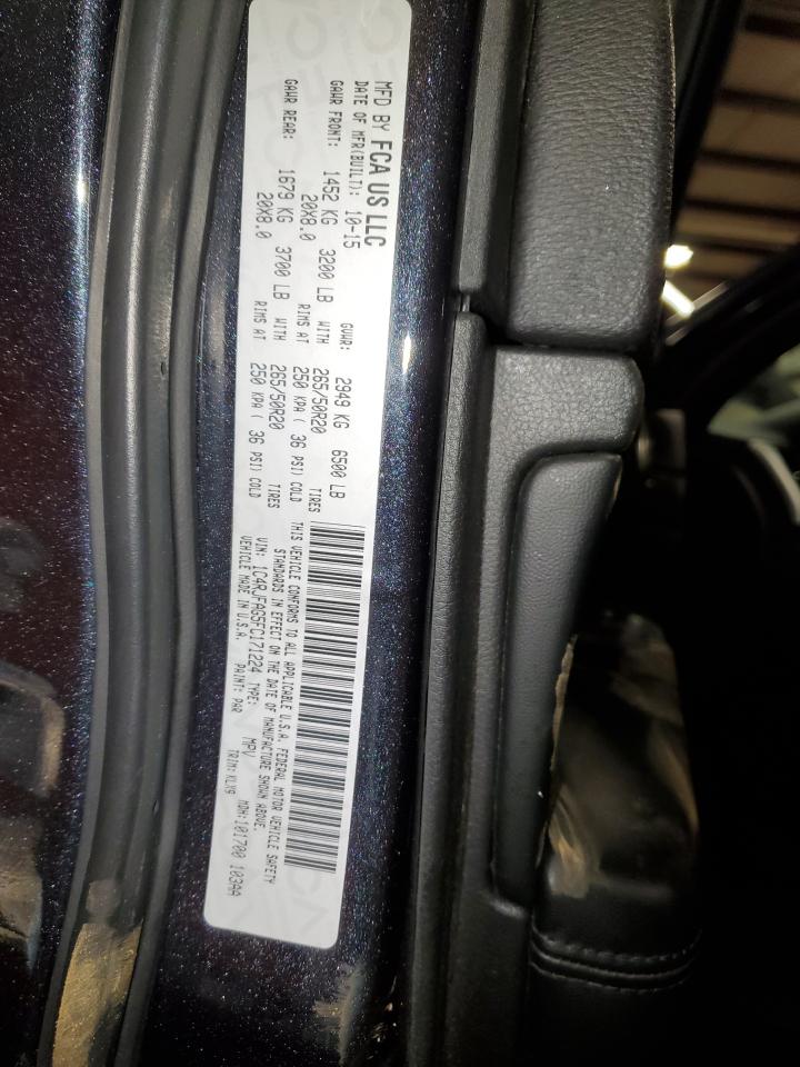 2015 Jeep Grand Cherokee VIN 1C4RJFAG5FC171224 Copart auction photo, front end / side damage thumbnail 14