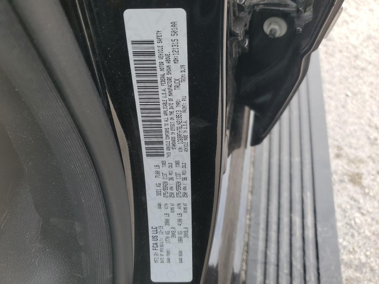 2020 RAM 1500 VIN 1C6SRFHT6LN219513 Copart auction photo, rear end damage thumbnail 12