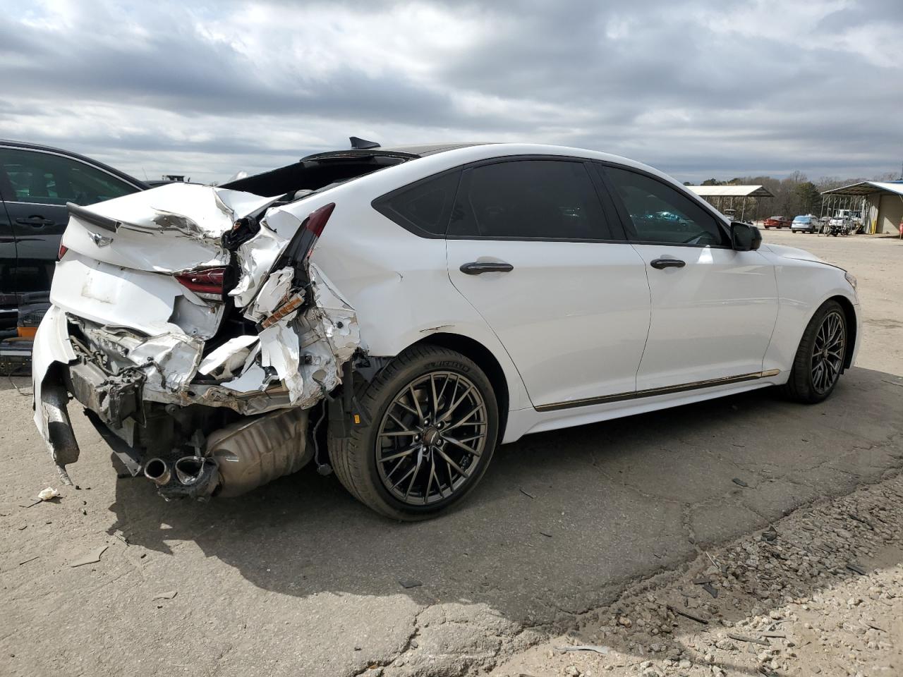 2019 Genesis G80 VIN KMHGN4JB0KU295809 Copart auction photo, rear end / front end damage thumbnail 3
