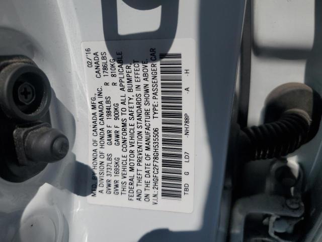 2016 Honda Civic VIN 2HGFC2F78GH535506 Copart auction photo, side damage thumbnail 12