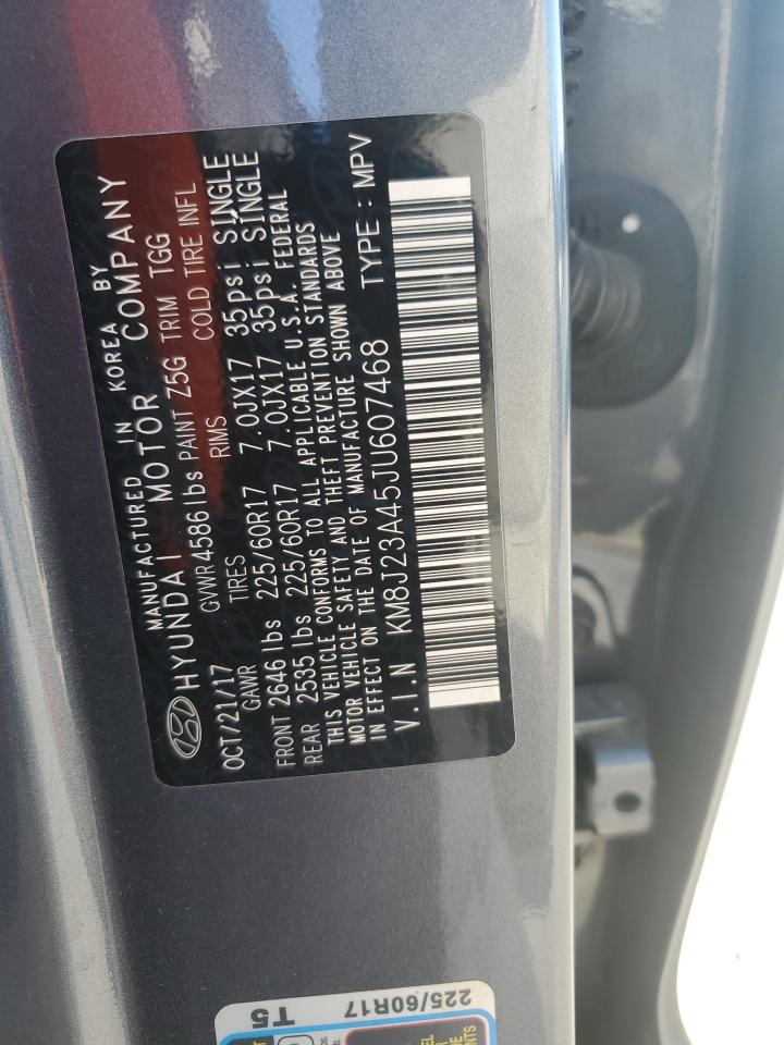 2018 Hyundai Tucson VIN KM8J23A45JU607468 Copart auction photo, rear end damage thumbnail 12