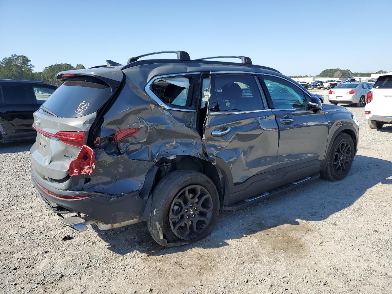 2022 Hyundai Santa Fe VIN 5NMS64AJXNH479881 Copart auction photo, rear end / side damage thumbnail 3