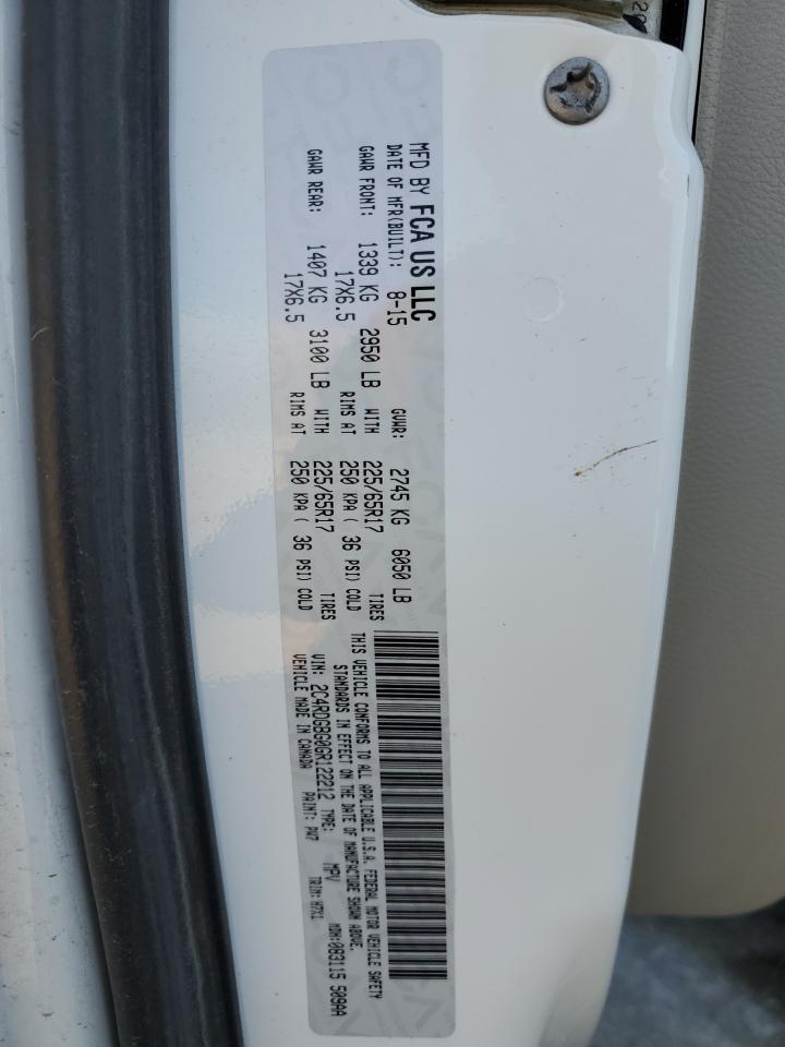 2016 Dodge Caravan VIN 2C4RDGBG0GR122212 Copart auction photo, front end / hail damage thumbnail 16