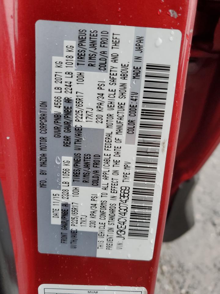 2016 Mazda CX-5 VIN JM3KE4CY4G0743569 Copart auction photo, front end / side damage thumbnail 12