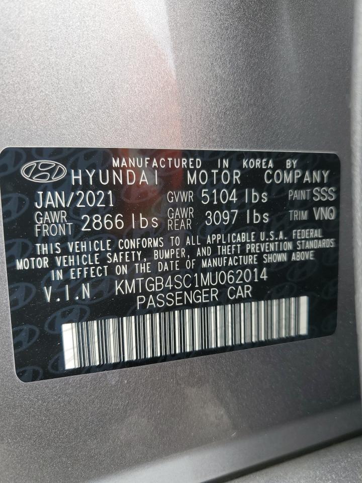 2021 Genesis G80 VIN KMTGB4SC1MU062014 Copart auction photo, water/flood damage thumbnail 13
