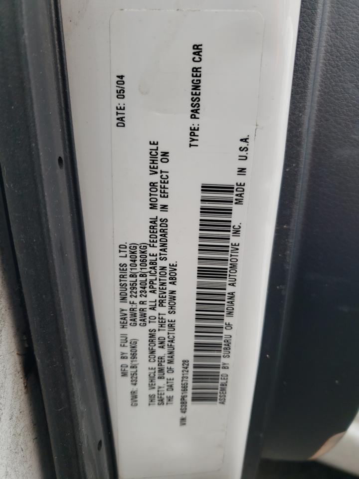 2005 Subaru Legacy VIN 4S3BP616657312428 Copart auction photo, rear end / front end damage thumbnail 12