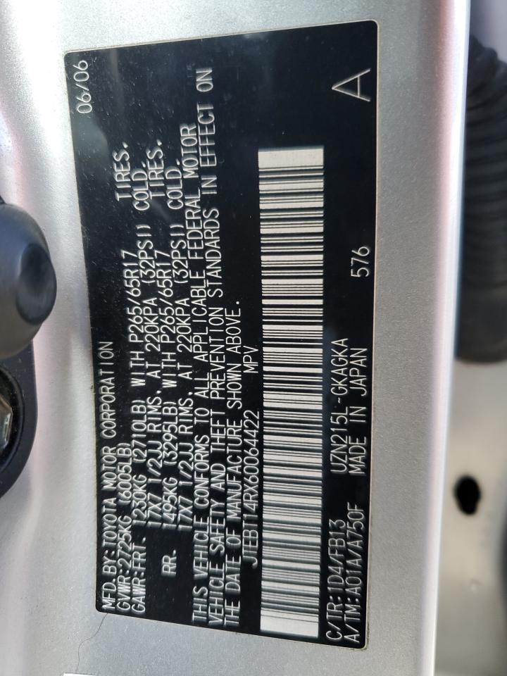2006 Toyota 4Runner VIN JTEBT14RX60064422 Copart auction photo, front end / side damage thumbnail 12