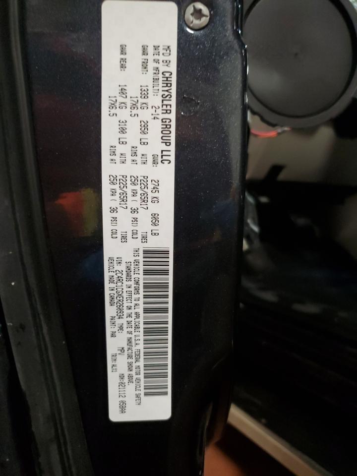 2014 Chrysler Town & Country VIN 2C4RC1CGXER260934 Copart auction photo, front end / side damage thumbnail 14