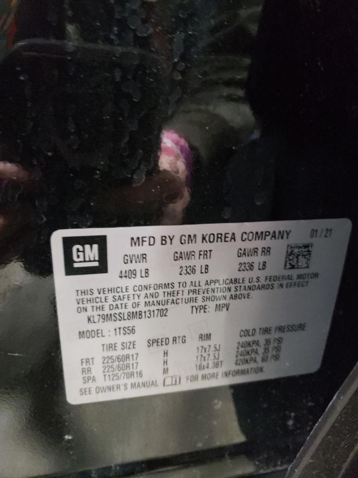 2021 Chevrolet TrailBlazer VIN KL79MSSL8MB131702 Copart auction photo, front end damage thumbnail 16