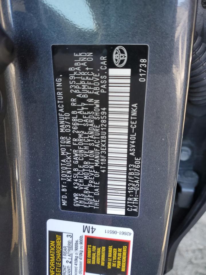 2011 Toyota Camry VIN 4T1BF3EKXBU128594 Copart auction photo, front end damage thumbnail 12