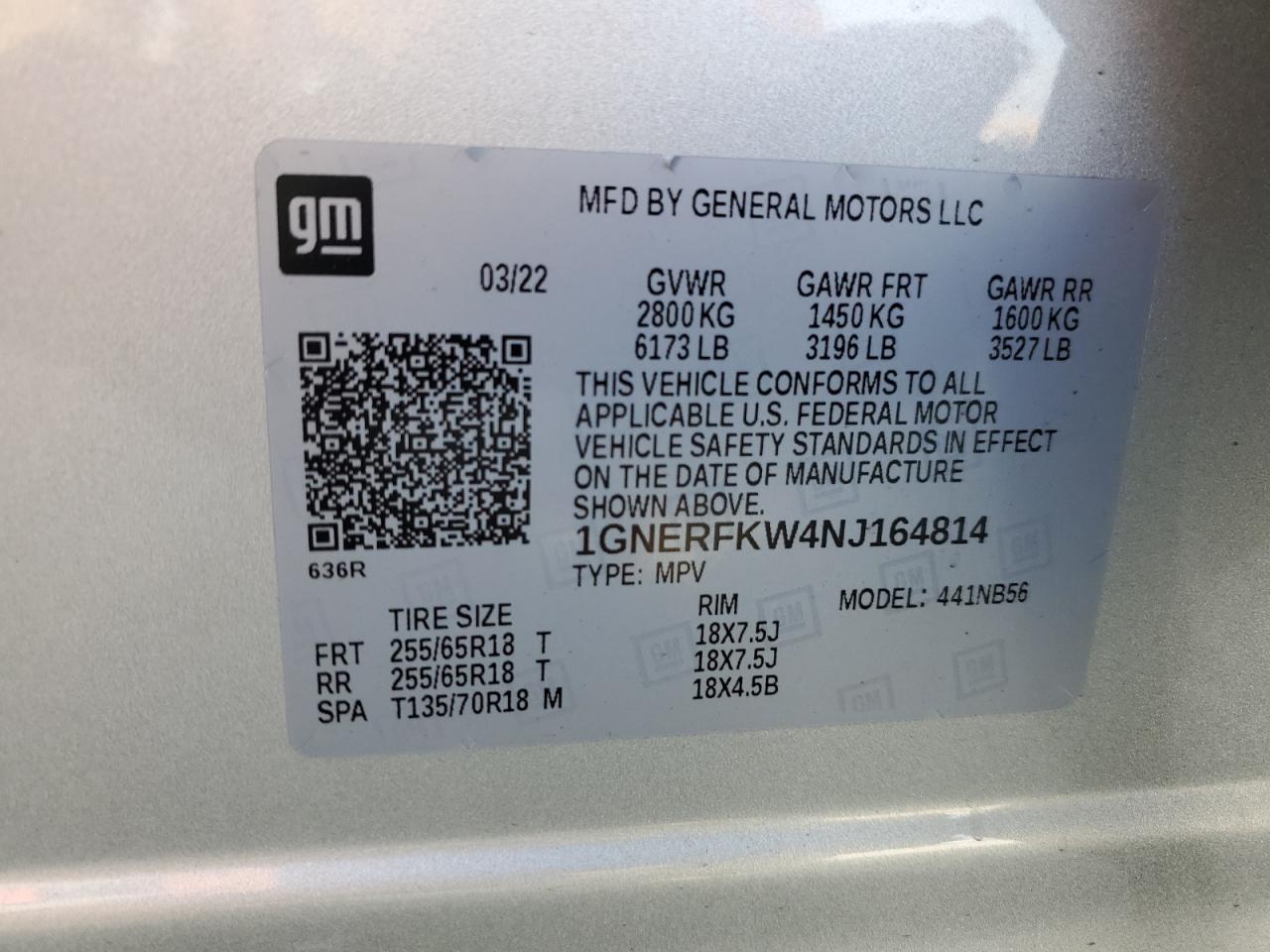 2022 Chevrolet Traverse VIN 1GNERFKW4NJ164814 Copart auction photo, front end damage thumbnail 16