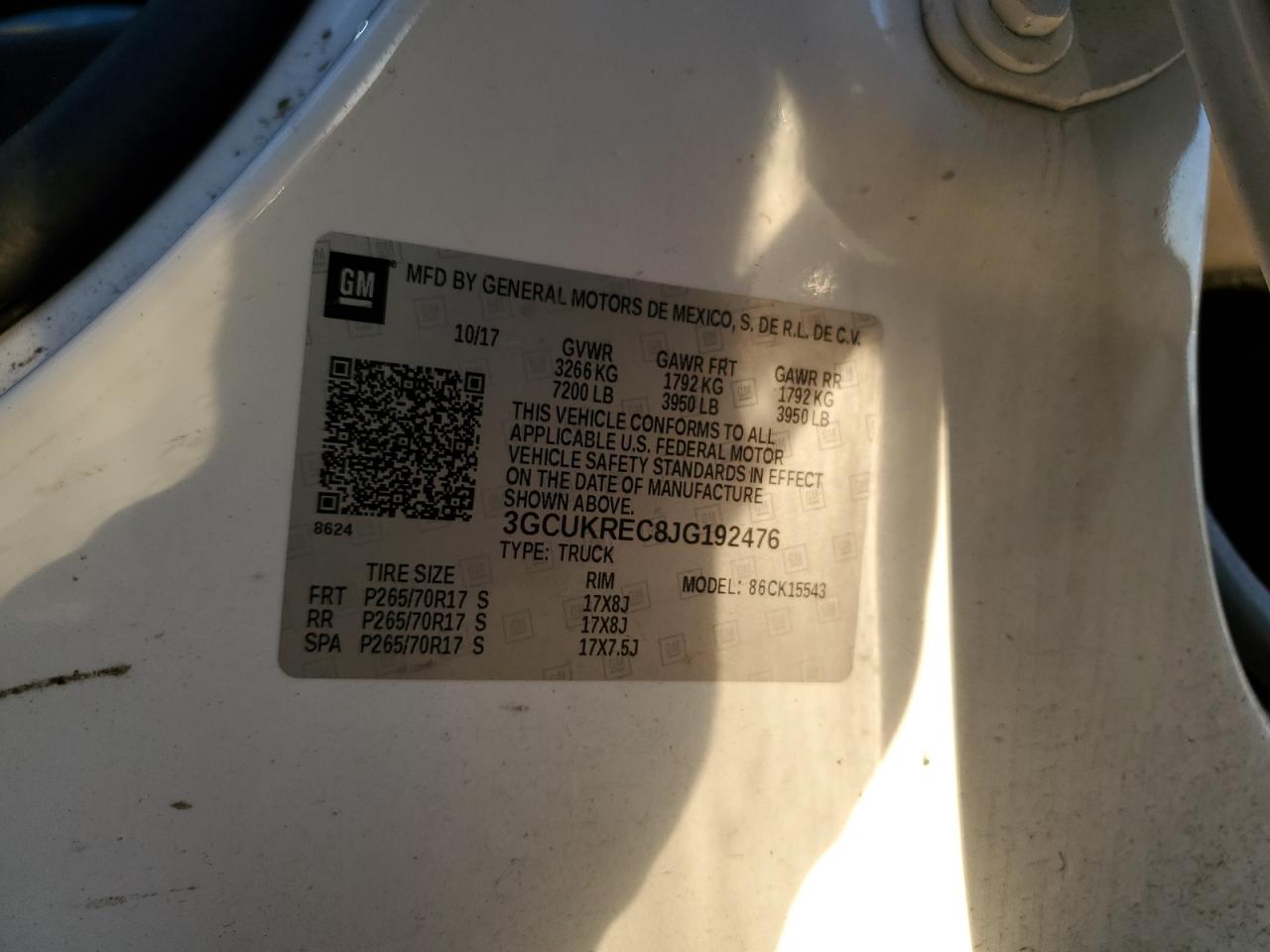 2018 Chevrolet Silverado VIN 3GCUKREC8JG192476 Copart auction photo, front end damage thumbnail 12
