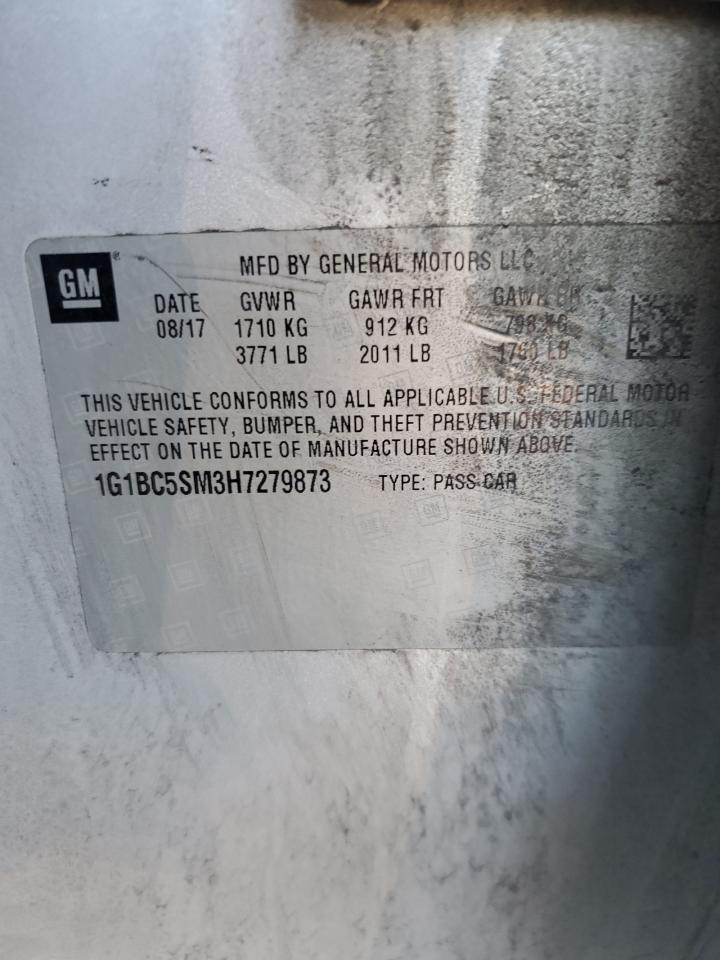 2017 Chevrolet Cruze VIN 1G1BC5SM3H7279873 Copart auction photo, undercarriage damage thumbnail 12
