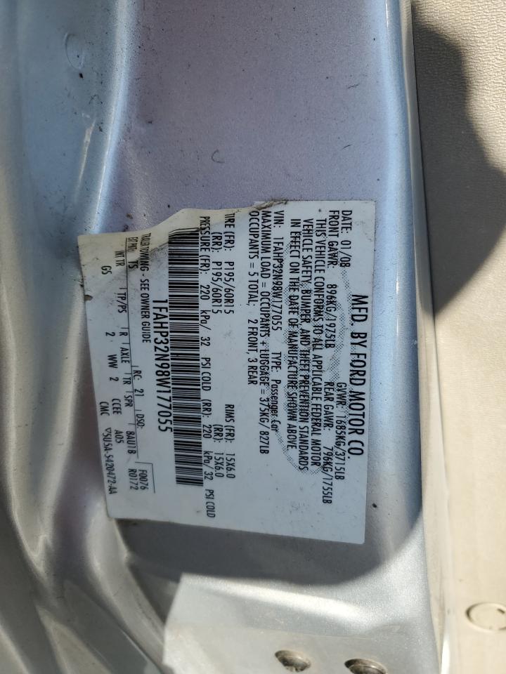 2008 Ford Focus VIN 1FAHP32N98W177055 Copart auction photo, front end / rear end damage thumbnail 12