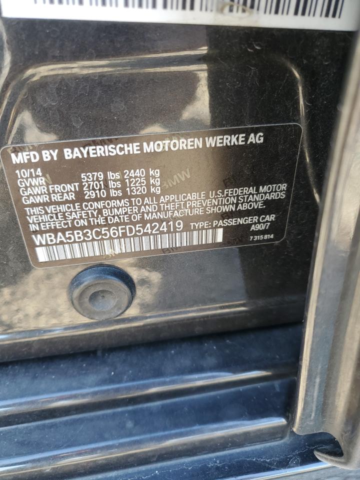 2015 BMW 5er VIN WBA5B3C56FD542419 Copart auction photo, all over / minor dent/scratches damage thumbnail 14