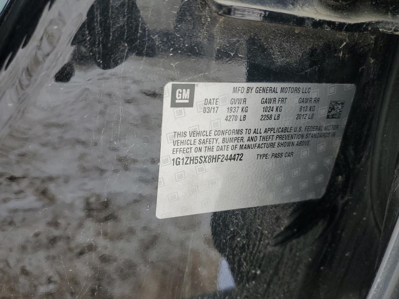2017 Chevrolet Malibu VIN 1G1ZH5SX8HF244472 Copart auction photo, front end damage thumbnail 12