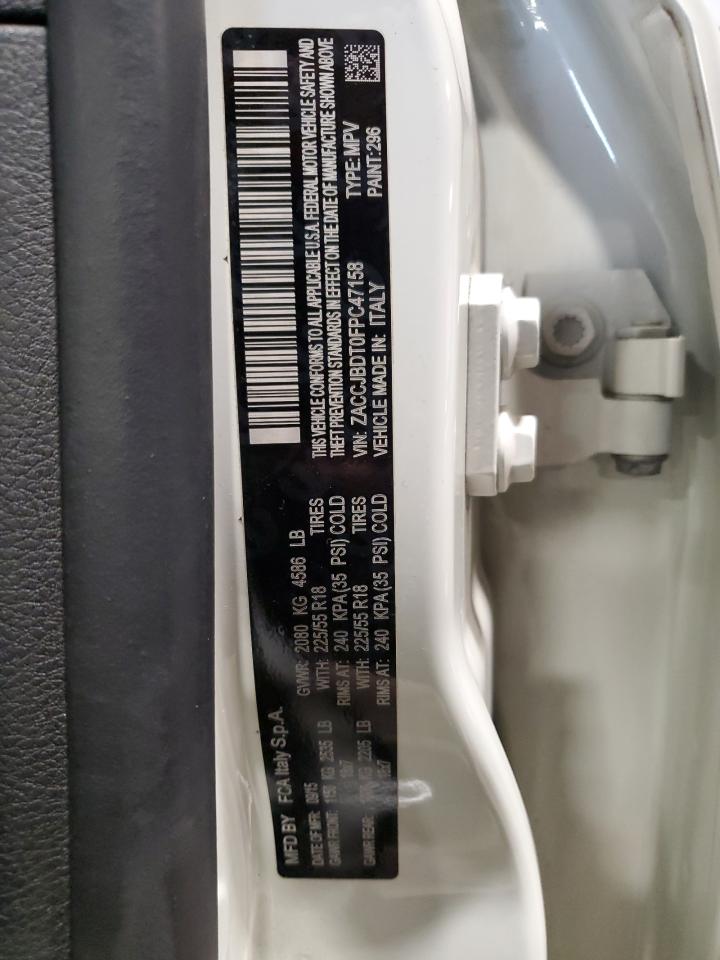 2015 Jeep Renegade VIN ZACCJBDT0FPC47158 Copart auction photo, front end damage thumbnail 14