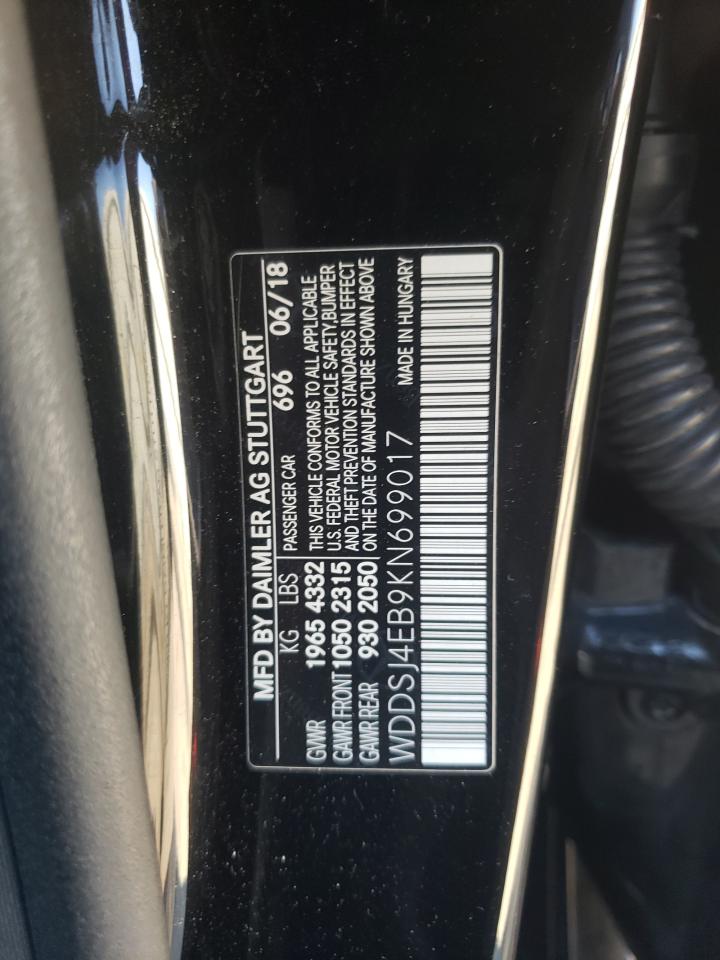 2019 Mercedes-Benz CLA-klasse VIN WDDSJ4EB9KN699017 Copart auction photo, front end damage thumbnail 13