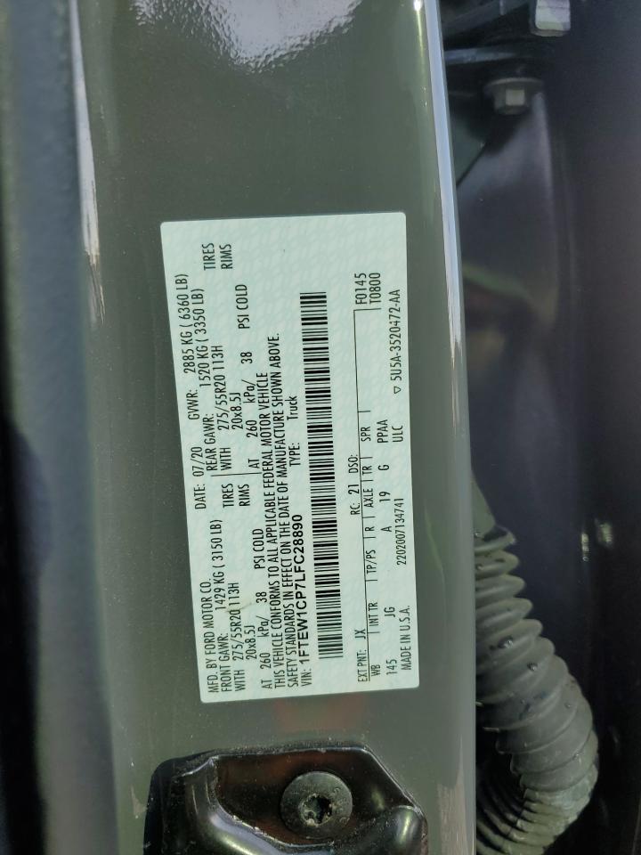 2020 Ford F-150 VIN 1FTEW1CP7LFC28890 Copart auction photo, side damage thumbnail 12