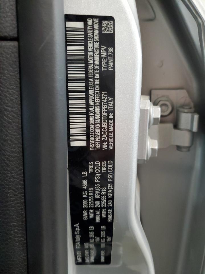 2015 Jeep Renegade VIN ZACCJBDT0FPB74271 Copart auction photo, front end / side damage thumbnail 12