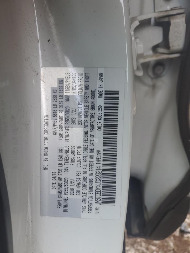 2018 Mazda CX-9 VIN JM3TCBDYXJ0229214 Copart auction photo, side / rear end damage thumbnail 15