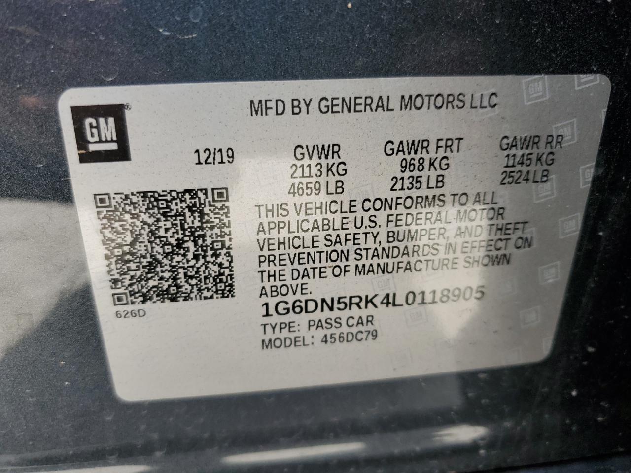 2020 Cadillac CT5 VIN 1G6DN5RK4L0118905 Copart auction photo, front end / hail damage thumbnail 14