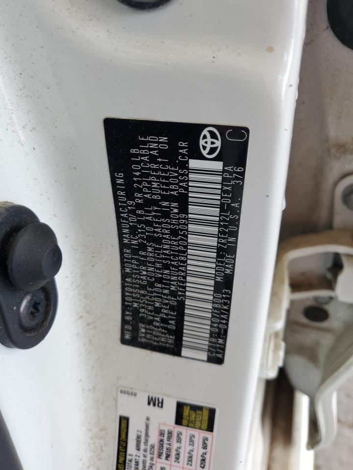 2020 Toyota Corolla VIN 5YFEPRAE8LP075099 Copart auction photo, side / front end damage thumbnail 14