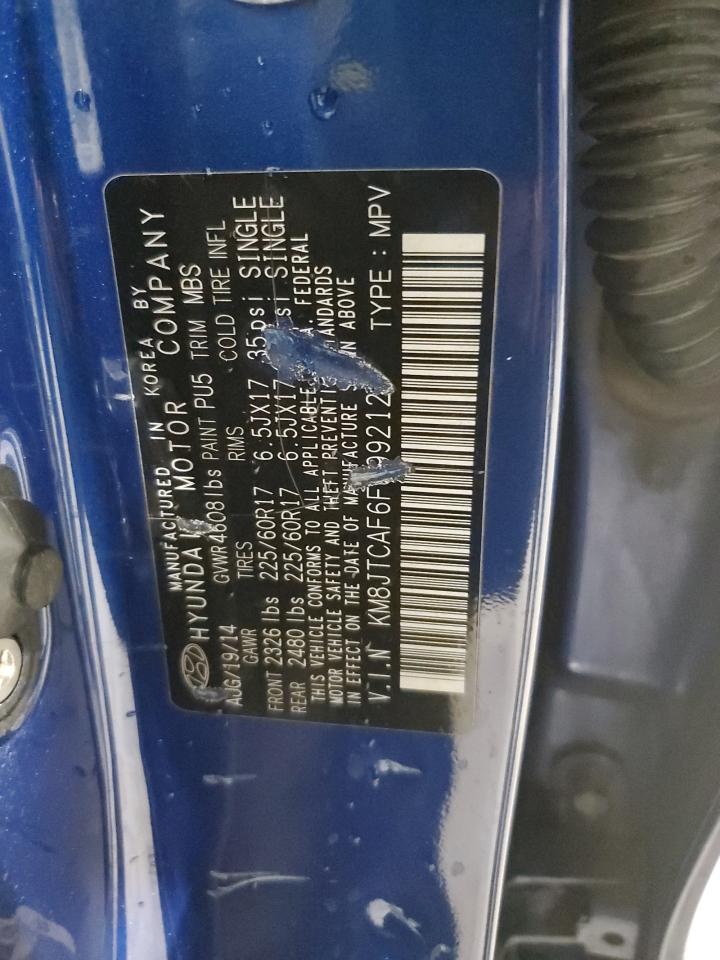 2015 Hyundai Tucson VIN KM8JTCAF6FU992125 Copart auction photo, burn damage thumbnail 13