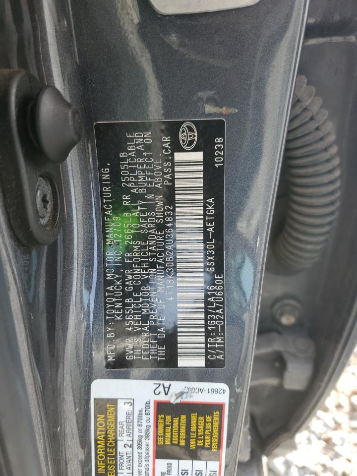 2010 Toyota Avalon VIN 4T1BK3DB2AU364832 Copart auction photo, front end / rear end damage thumbnail 14